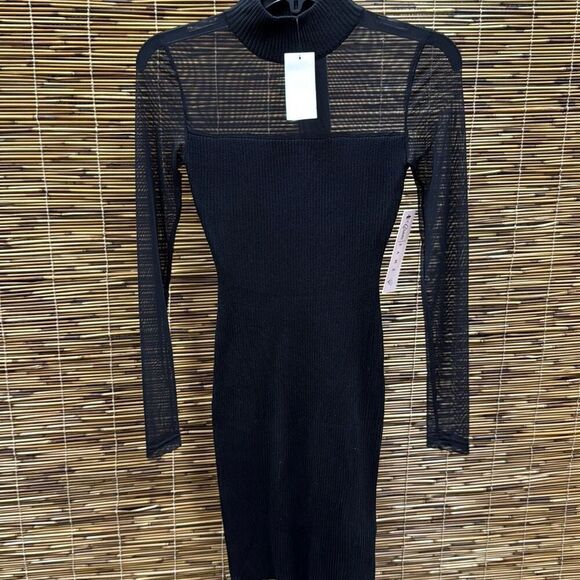Crave Fame Juniors' Illusion Mock Neck Bodycon Sweater Dress - Black Size S - Picture 2 of 3